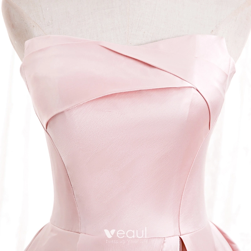 Princess A Line Strapless Print Floral Pink Satin Prom Dress Full of charm Evening Dress main image 0