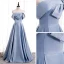 Modest / Simple Sky Blue Satin Dancing Prom Dresses 2020 A-Line / Princess Strapless Sleeveless Beading Pearl Floor-Length / Long Ruffle Backless Formal Dresses