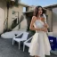 Simple Blanche de retour Robe De Graduation 2020 Princesse Bustier Sans Manches Courte Volants Dos Nu Robe De Ceremonie