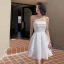 Simple Blanche de retour Robe De Graduation 2020 Princesse Bustier Sans Manches Courte Volants Dos Nu Robe De Ceremonie