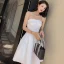 Simple Blanche de retour Robe De Graduation 2020 Princesse Bustier Sans Manches Courte Volants Dos Nu Robe De Ceremonie
