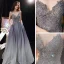 Sexy Bleu Marine Dégradé De Couleur Transparentes Robe De Bal 2020 Princesse Bretelles Spaghetti Sans Manches Appliques En Dentelle Perlage Glitter Polyester Longue Dos Nu