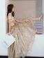 Chic / Beautiful Gold Prom Dresses 2020 A-Line / Princess Off-The-Shoulder Short Sleeve Glitter Polyester Floor-Length / Long Ruffle Backless Formal Dresses