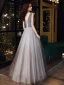 Chic / Beautiful Grey Dancing Prom Dresses 2020 A-Line / Princess V-Neck Sleeveless Sash Beading Glitter Tulle Floor-Length / Long Ruffle Backless Formal Dresses