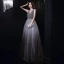 Chic / Beautiful Grey Dancing Prom Dresses 2020 A-Line / Princess V-Neck Sleeveless Sash Beading Glitter Tulle Floor-Length / Long Ruffle Backless Formal Dresses