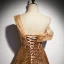 Mode Gold Tanzen Ballkleider 2020 A Linie One-Shoulder Kurze Ärmel Pailletten Perlenstickerei Lange Rüschen Rückenfreies Festliche Kleider