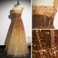 Mode Gold Tanzen Ballkleider 2020 A Linie One-Shoulder Kurze Ärmel Pailletten Perlenstickerei Lange Rüschen Rückenfreies Festliche Kleider