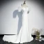 Vintage / Originale Blanche Robe De Soirée 2020 Trompette / Sirène Encolure Carrée Gonflée Manches Courtes Ceinture Appliques En Dentelle Tribunal Train Volants Dos Nu Robe De Ceremonie