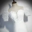Vintage / Originale Blanche Robe De Soirée 2020 Trompette / Sirène Encolure Carrée Gonflée Manches Courtes Ceinture Appliques En Dentelle Tribunal Train Volants Dos Nu Robe De Ceremonie