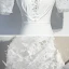 Vintage / Originale Blanche Robe De Soirée 2020 Trompette / Sirène Encolure Carrée Gonflée Manches Courtes Ceinture Appliques En Dentelle Tribunal Train Volants Dos Nu Robe De Ceremonie