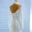Luxe Blanche Transparentes La Mariée Robe De Mariée 2020 Trompette / Sirène Col Haut Manches Longues Dos Nu Fait main Perlage Perle Train De Balayage Volants