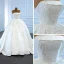 Luxe Blanche Satin La Mariée Robe De Mariée 2020 Robe Boule Bustier Sans Manches Dos Nu Fait main Perlage Perle Chapel Train Volants