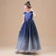 Ciel étoilé Bleu Marine Robe Ceremonie Fille 2020 Princesse Encolure Dégagée Sans Manches Noeud Ceinture Étoile Paillettes Longue Volants