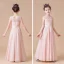 Elegante Parel Roze Chiffon Huwelijk Bloemenmeisjes Jurken 2020 Schede / Fit Ronde Hals Mouwloos Gordel Lange Ruche