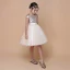 Sparkly Champagne Sequins Flower Girl Dresses 2020 Ball Gown Scoop Neck Short Sleeve Sash Short Ruffle