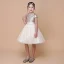 Sparkly Champagne Sequins Flower Girl Dresses 2020 Ball Gown Scoop Neck Short Sleeve Sash Short Ruffle