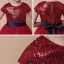 Sparkly Champagne Sequins Flower Girl Dresses 2020 Ball Gown Scoop Neck Short Sleeve Sash Short Ruffle