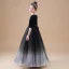 Chic / Beautiful Black Velour Flower Girl Dresses 2020 Princess V-Neck 1/2 Sleeves Sash Star Sequins Floor-Length / Long Ruffle