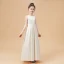 Simple Bleu Marine Satin Robe Ceremonie Fille 2020 Princesse Encolure Dégagée Sans Manches Noeud Ceinture Longue Volants