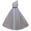 Schlicht Grau Chiffon Geburtstag Blumenmädchenkleider 2020 Etui One-Shoulder Ärmellos Rückenfreies Schleife Stoffgürtel Lange Rüschen