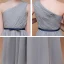 Schlicht Grau Chiffon Geburtstag Blumenmädchenkleider 2020 Etui One-Shoulder Ärmellos Rückenfreies Schleife Stoffgürtel Lange Rüschen