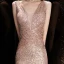 Scintillantes Or Rose Paillettes Robe De Soirée 2020 Trompette / Sirène Col v profond Sans Manches Longue Dos Nu Robe De Ceremonie