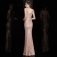 Scintillantes Or Rose Paillettes Robe De Soirée 2020 Trompette / Sirène Col v profond Sans Manches Longue Dos Nu Robe De Ceremonie
