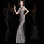 Scintillantes Or Rose Paillettes Robe De Soirée 2020 Trompette / Sirène Col v profond Sans Manches Longue Dos Nu Robe De Ceremonie