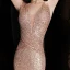 Scintillantes Or Rose Paillettes Robe De Soirée 2020 Trompette / Sirène Col v profond Sans Manches Longue Dos Nu Robe De Ceremonie