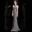 Fashion Grey Sequins Evening Dresses  2020 Trumpet / Mermaid Halter Sleeveless Floor-Length / Long Backless Formal Dresses
