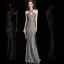Fashion Grey Sequins Evening Dresses  2020 Trumpet / Mermaid Halter Sleeveless Floor-Length / Long Backless Formal Dresses