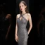Fashion Grey Sequins Evening Dresses  2020 Trumpet / Mermaid Halter Sleeveless Floor-Length / Long Backless Formal Dresses