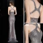 Fashion Grey Sequins Evening Dresses  2020 Trumpet / Mermaid Halter Sleeveless Floor-Length / Long Backless Formal Dresses