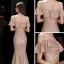 Scintillantes Or Rose Paillettes Robe De Soirée 2020 Trompette / Sirène Bretelles Spaghetti Manches Courtes Longue Volants Dos Nu Robe De Ceremonie