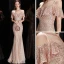 Scintillantes Or Rose Paillettes Robe De Soirée 2020 Trompette / Sirène Bretelles Spaghetti Manches Courtes Longue Volants Dos Nu Robe De Ceremonie