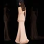 Élégant Beige Robe De Soirée 2020 Trompette / Sirène Transparentes Col v profond Sans Manches Appliques En Dentelle Train De Balayage Volants Robe De Ceremonie