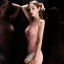 Illusion Pearl Pink Pierced Evening Dresses  2020 Trumpet / Mermaid Deep V-Neck Sleeveless Appliques Lace Beading Sweep Train Ruffle Backless Formal Dresses