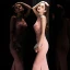 Illusion Pearl Pink Pierced Evening Dresses  2020 Trumpet / Mermaid Deep V-Neck Sleeveless Appliques Lace Beading Sweep Train Ruffle Backless Formal Dresses