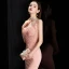 Illusion Pearl Pink Pierced Evening Dresses  2020 Trumpet / Mermaid Deep V-Neck Sleeveless Appliques Lace Beading Sweep Train Ruffle Backless Formal Dresses