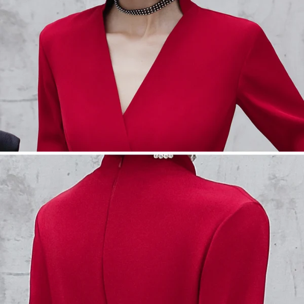 Chic / Belle Rouge Désinvolte Robe De Soirée 2020 Princesse V-Cou Manches de cloche Ceinture Longue Volants Robe De Ceremonie