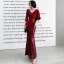 Chic / Belle Bordeaux Paillettes Robe De Soirée 2020 Trompette / Sirène V-Cou 3/4 Manches Ceinture Fendue devant Longue Robe De Ceremonie