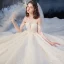 High-end Champagne See-through Bridal Wedding Dresses 2020 Ball Gown Scoop Neck 3/4 Sleeve Backless Leaf Appliques Lace Beading Glitter Tulle Cathedral Train Ruffle
