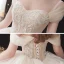 Chic / Belle Champagne La Mariée Robe De Mariée 2020 Robe Boule De l'épaule Manches Courtes Dos Nu Appliques En Dentelle Perlage Cathedral Train Volants