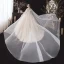 Romantisch Champagner Hochzeits Brautkleider / Hochzeitskleider Mit Schal 2020 Ballkleid Tiefer V-Ausschnitt Ärmellos Rückenfreies Glanz Tülle Applikationen Perlenstickerei Watteau-falte Rüschen