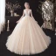 Romantisch Champagner Hochzeits Brautkleider / Hochzeitskleider Mit Schal 2020 Ballkleid Tiefer V-Ausschnitt Ärmellos Rückenfreies Glanz Tülle Applikationen Perlenstickerei Watteau-falte Rüschen