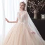 Romantisch Champagner Hochzeits Brautkleider / Hochzeitskleider Mit Schal 2020 Ballkleid Tiefer V-Ausschnitt Ärmellos Rückenfreies Glanz Tülle Applikationen Perlenstickerei Watteau-falte Rüschen