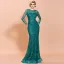 Affordable Rose Gold See-through Evening Dresses  2020 Trumpet / Mermaid Scoop Neck Long Sleeve Glitter Tulle Floor-Length / Long Formal Dresses