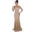 Affordable Rose Gold See-through Evening Dresses  2020 Trumpet / Mermaid Scoop Neck Long Sleeve Glitter Tulle Floor-Length / Long Formal Dresses
