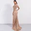Affordable Rose Gold See-through Evening Dresses  2020 Trumpet / Mermaid Scoop Neck Long Sleeve Glitter Tulle Floor-Length / Long Formal Dresses