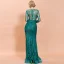 Affordable Rose Gold See-through Evening Dresses  2020 Trumpet / Mermaid Scoop Neck Long Sleeve Glitter Tulle Floor-Length / Long Formal Dresses